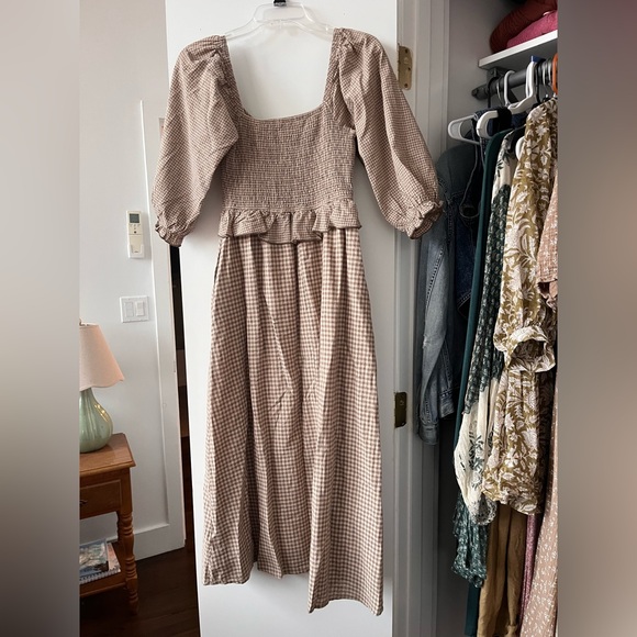 Neuflora Etta dress in tan gingham, women’s XS - Picture 2 of 4